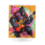 Orange Guitar Cool Monkey Shower Curtain