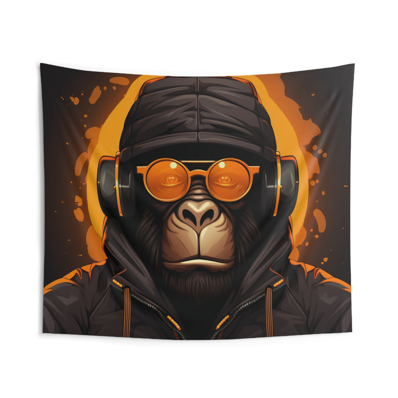 Yellow and Black Monkey Indoor Wall Tapestries