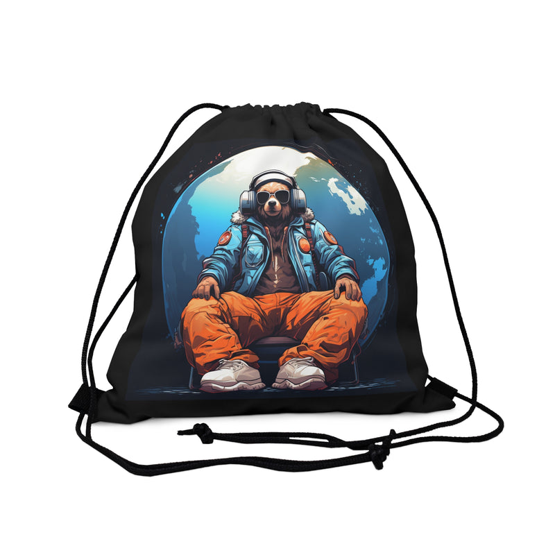 Chillin' Bear in the Moon Drawstring Bag