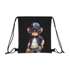 Cool Blue Cap Monkey Drawstring Bag