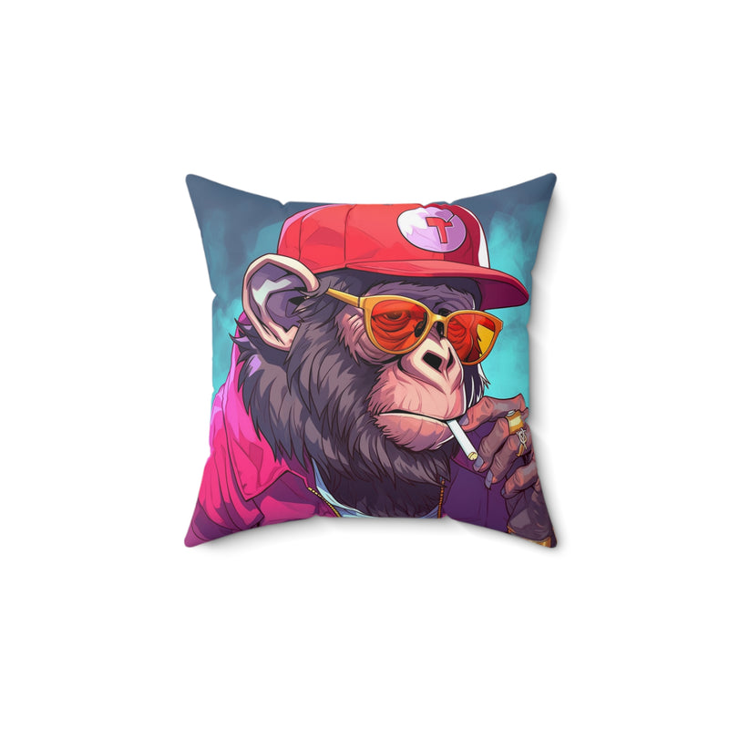 Cigar Down the Road Ape Square Pillow