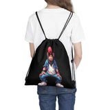 Cool Red Cap Monkey Drawstring Bag