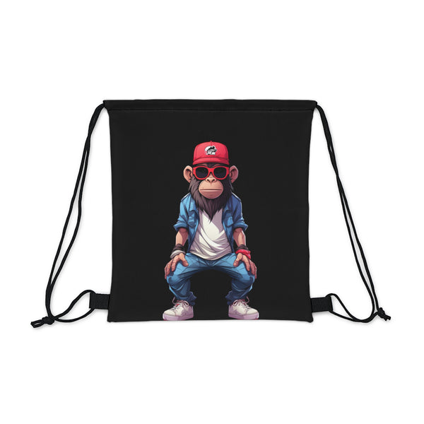 Cool Red Cap Monkey Drawstring Bag