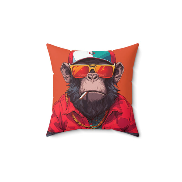 Red Gang Master Monkey Square Pillow