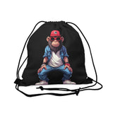 Cool Red Cap Monkey Drawstring Bag