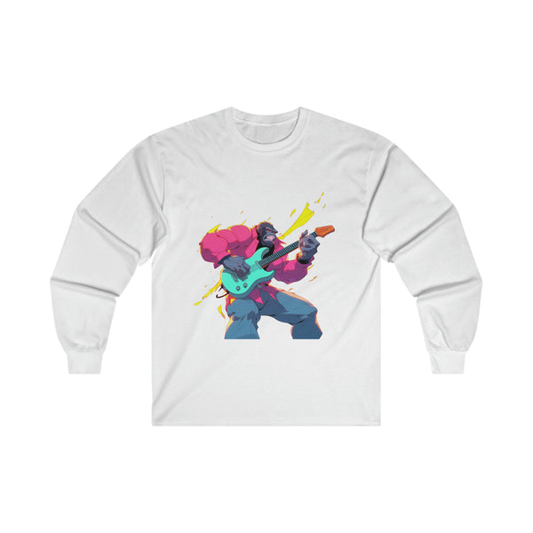 Rock n Roll Blue Guitar Monkey Long Sleeve Tee