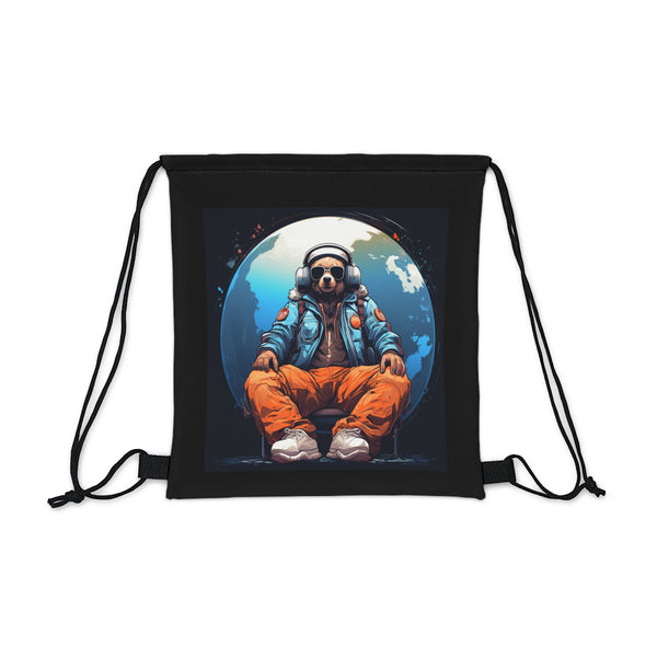 Chillin' Bear in the Moon Drawstring Bag