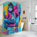 Monkey Beats You Shower Curtain