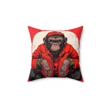 Quiet Red Rage Monkey Square Pillow