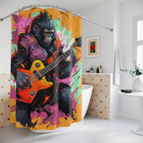 Orange Guitar Cool Monkey Shower Curtain