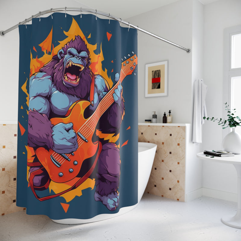 Orange Rage Rock Monkey Shower Curtain