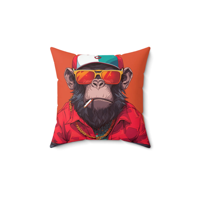 Red Gang Master Monkey Square Pillow