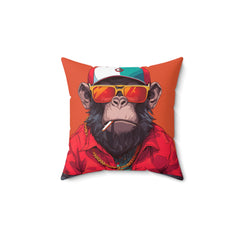 Red Gang Master Monkey Square Pillow