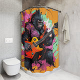 Orange Guitar Cool Monkey Shower Curtain