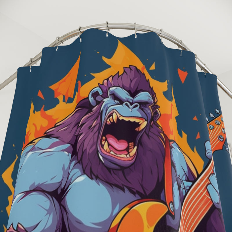 Orange Rage Rock Monkey Shower Curtain